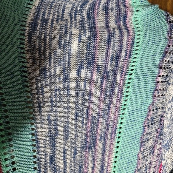 Draped EYESHADOW Cardigan Mint Blue Lavender Stripes - Picture 3 of 5